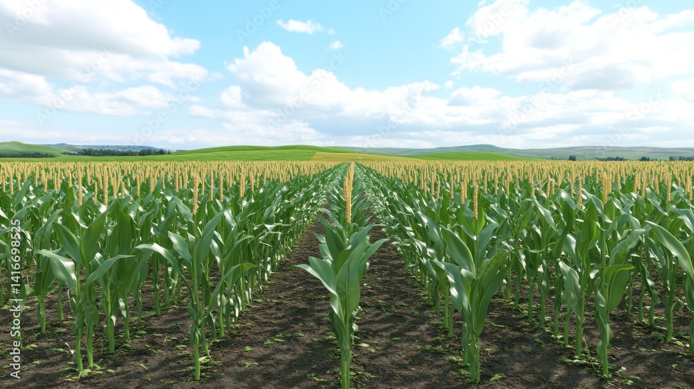Lush Cornfield Under Sunny Sky Lush Cornfield Under Sunny Sky