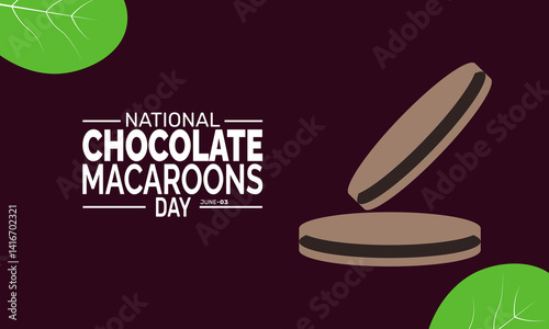 National Chocolate Macaroons Day holiday design. Perfect for banners, posters, greeting cards, and social media. Includes colorful illustration and elegant typography for a joyful and professional loo