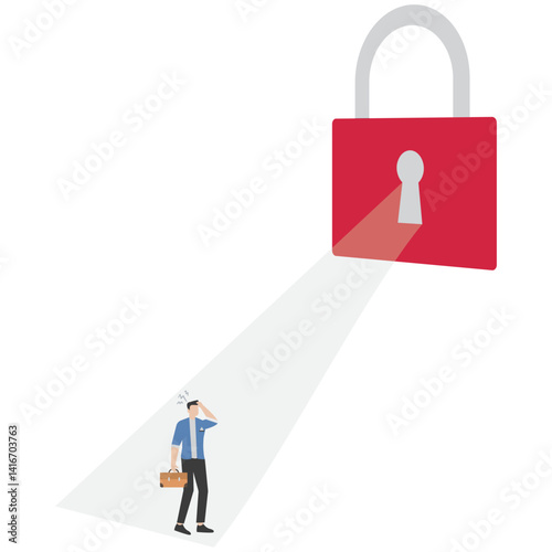 Businessman standing at key hole, new opportunity and career development