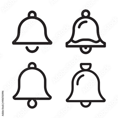 Set of bells in gold and bronze with a shiny metal finish, perfect for holiday celebrations, church services, and Christmas decorations