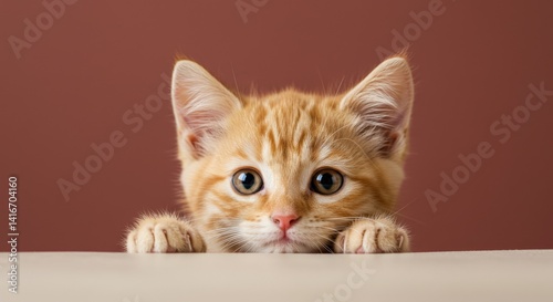 Wallpaper Mural kitten peeking curiously, with big, bright eyes and tiny paws gripping an edge Torontodigital.ca