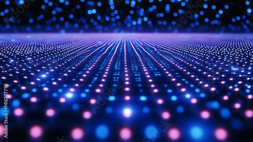 Glowing Purple and Blue Dotted Lights Abstract Background