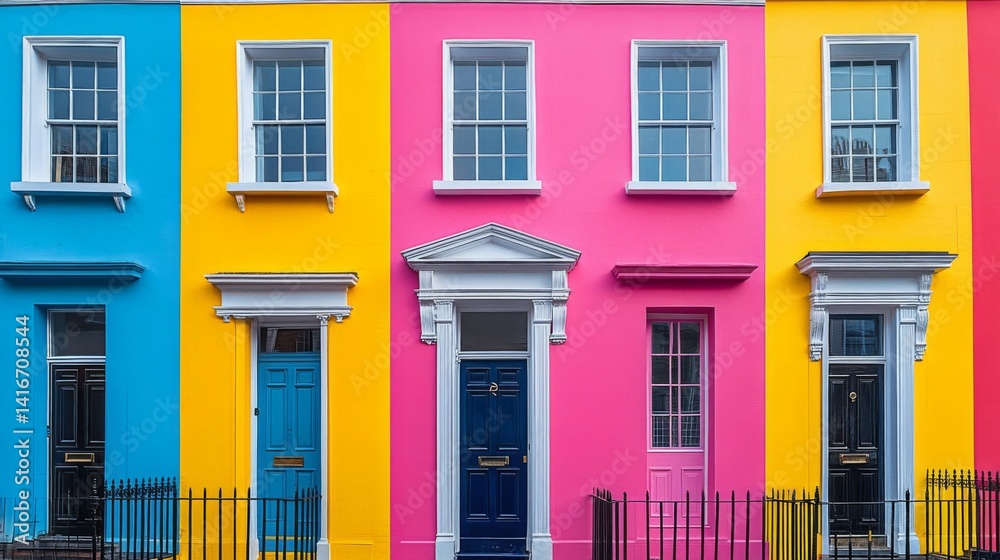 Obraz premium Colorful Row Houses with Brightly Painted Facades