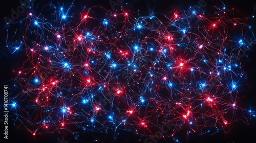 Abstract Red and Blue Glowing Lights Cosmic Background