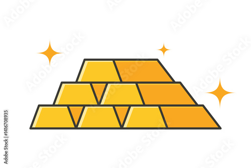 Stack of Shiny Gold Bars Vector Illustration