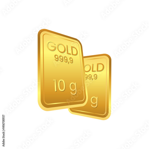 Fine gold bar isolated on white background