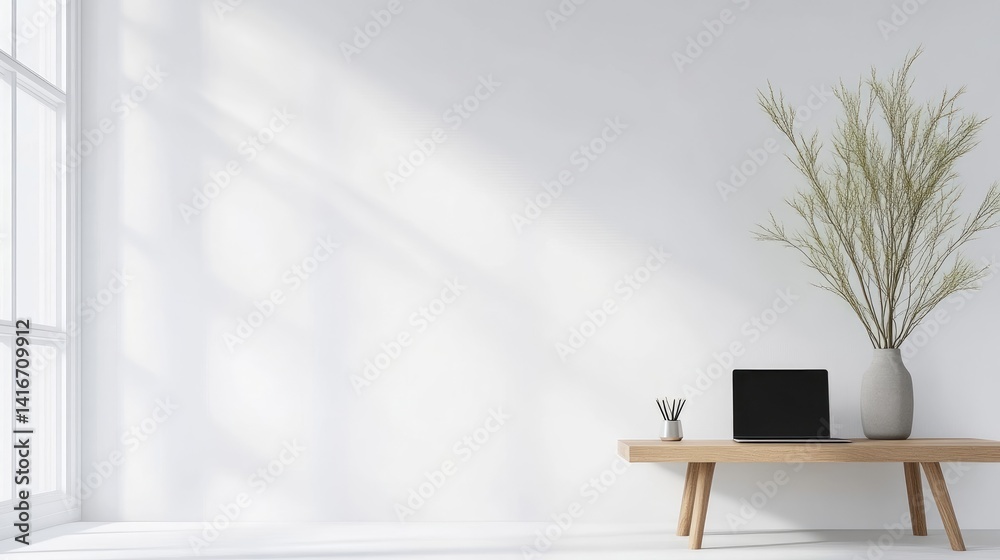 Fototapeta premium Minimalist, bright workspace with natural light