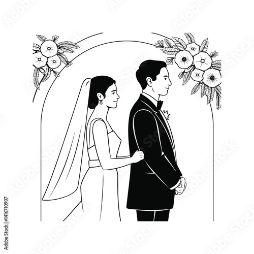 Silhouette of bride and groom kissing in a romantic celebration