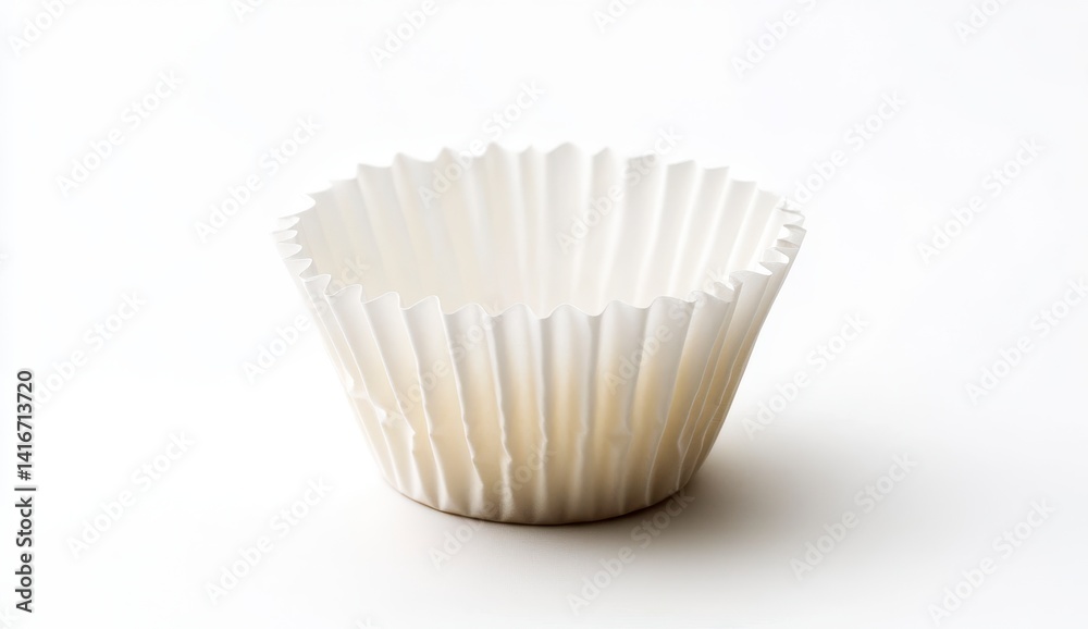 Empty White Fluted Paper Cupcake Liner on White Background Empty White Fluted Paper Cupcake Liner on White Background