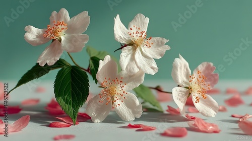 Obraz na płótnie Dreamy White Flowers Pink Petals Soft Background Romantic Spring Blossoms Japanese Sty w salonie