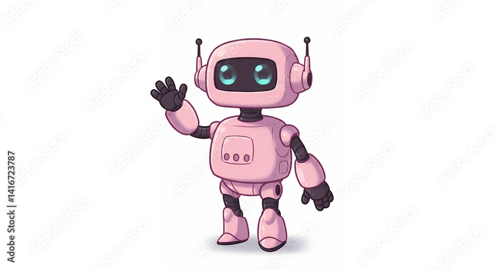 Friendly pink robot illustration Friendly pink robot illustration