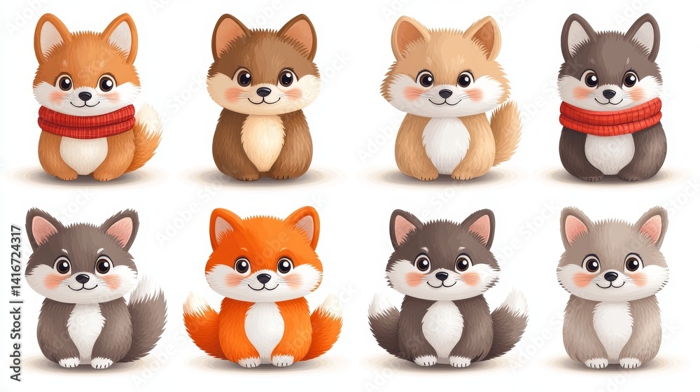 Adorable pixelated foxes collection showcasing playful and charming designs perfect for graphic illustrations and creative projects evoking childhood memories Adorable pixelated foxes collection showcasing playful and charming designs perfect for graphic illustrations and creative projects evoking childhood memories