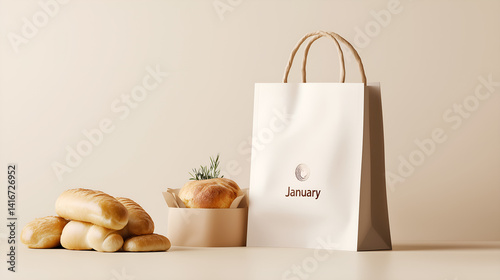 Fresh Baked Bread: A close-up of freshly baked bread arranged in a  paper bag.  The aroma of freshly baked bread fills the air.  The simplicity of the image highlights the beauty of this staple food.