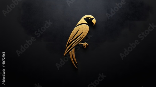 Golden Parrot Silhouette on Dark Background (1) photo