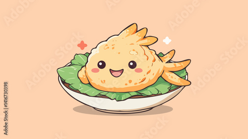 Chibi tempura shrimp. Japanese food