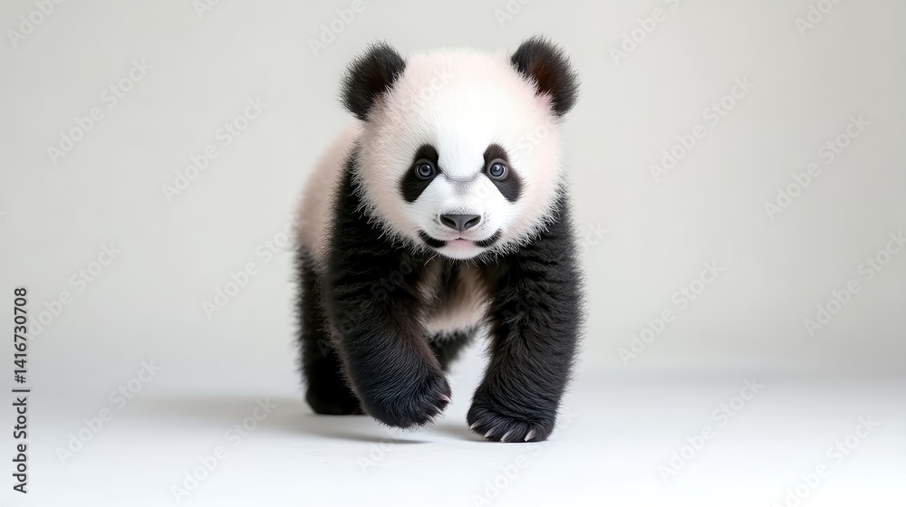 Naklejka premium Adorable baby panda taking a step forward