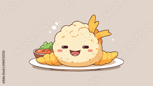 Chibi tempura shrimp. Japanese food