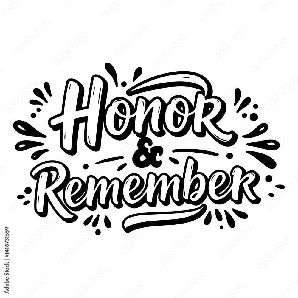Obraz premium Black and white, stylized typography graphic. Ideal for patriotic designs, memorials, or educational materials.