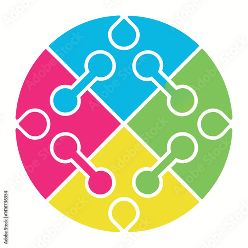 Colorful-puzzle-pieces--four-pieces each-piece 
