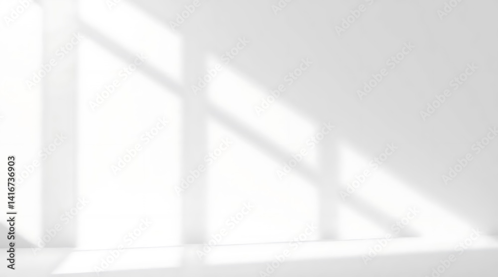 Minimalist White Wall with Window Shadow Overlay: Clean Abstract Background for Product Mockups and Interior Design Visuals Minimalist White Wall with Window Shadow Overlay: Clean Abstract Background for Product Mockups and Interior Design Visuals