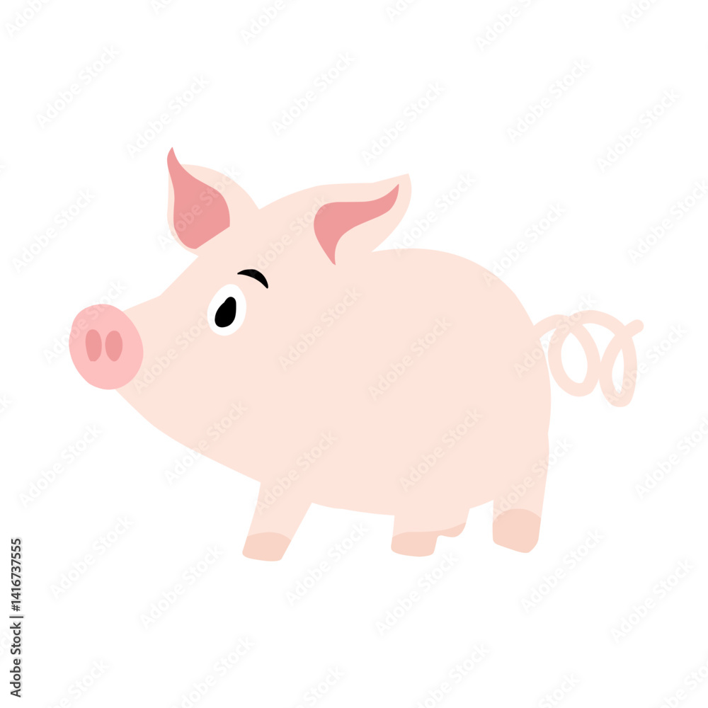 pink pig illustration on a white background pink pig illustration on a white background