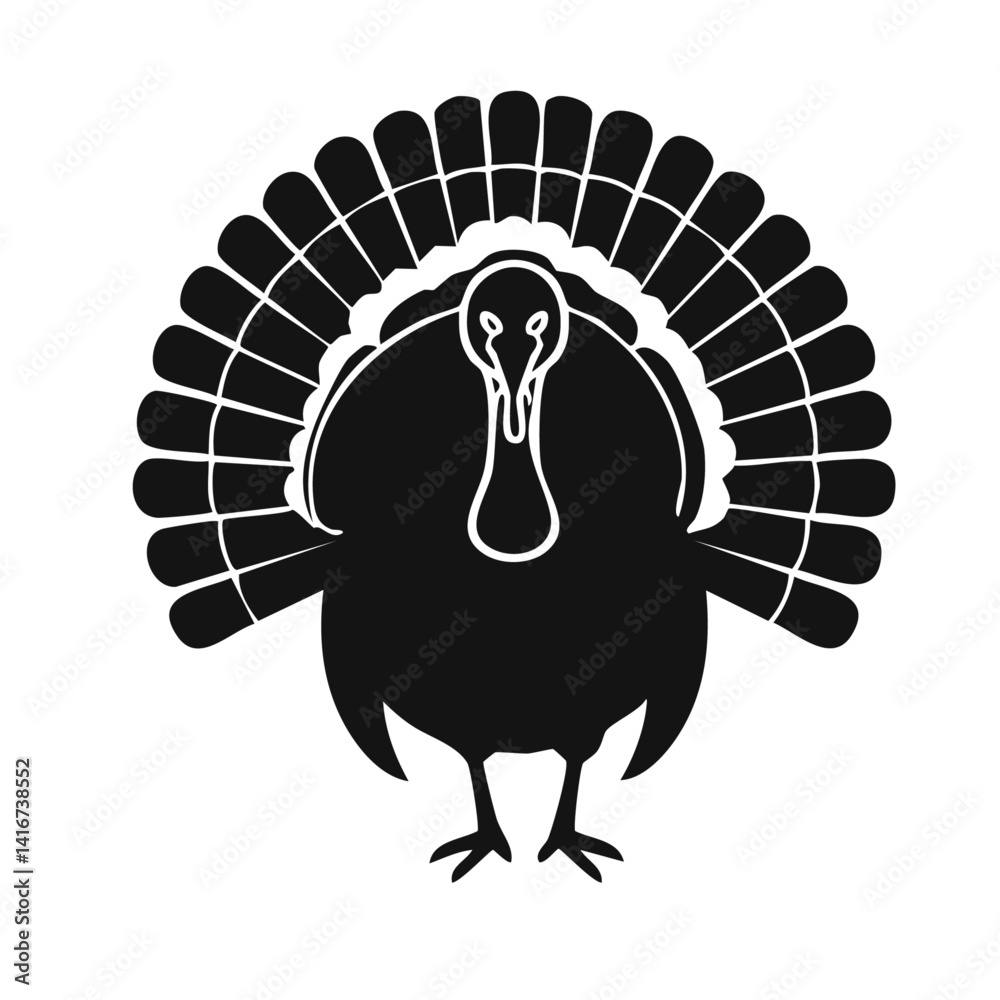 turkey with vector illustration silhouette on white black design