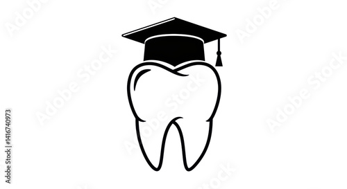 Isolated Tooth with Graduation Cap