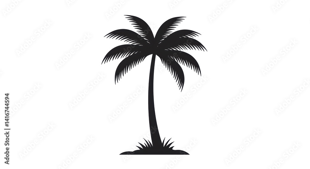 Fototapeta premium Isolated Black Silhouette of Palm Tree Tropical Vibe