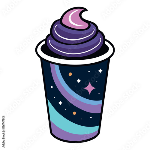 Galaxy-latte-with-edible-glitter-in-white-background.