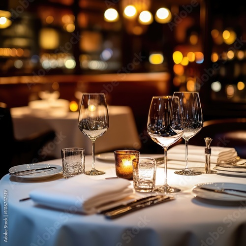 A beautifully lit dinner scene prepeare for a couple toasting with wine glasses, symbolizing romance and intimacy.