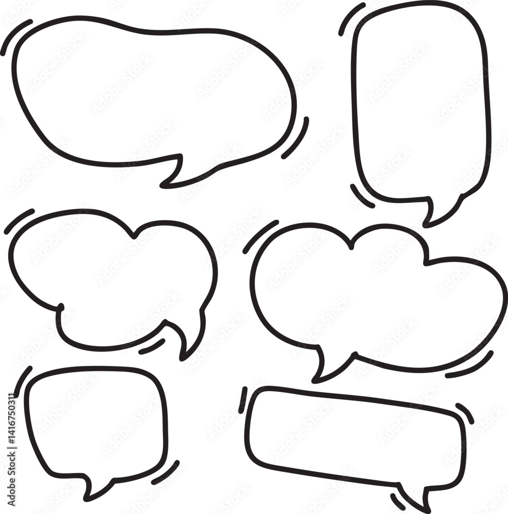 Line frame text speech bubble set. Line balloon frame design talk speech bubble frame.
