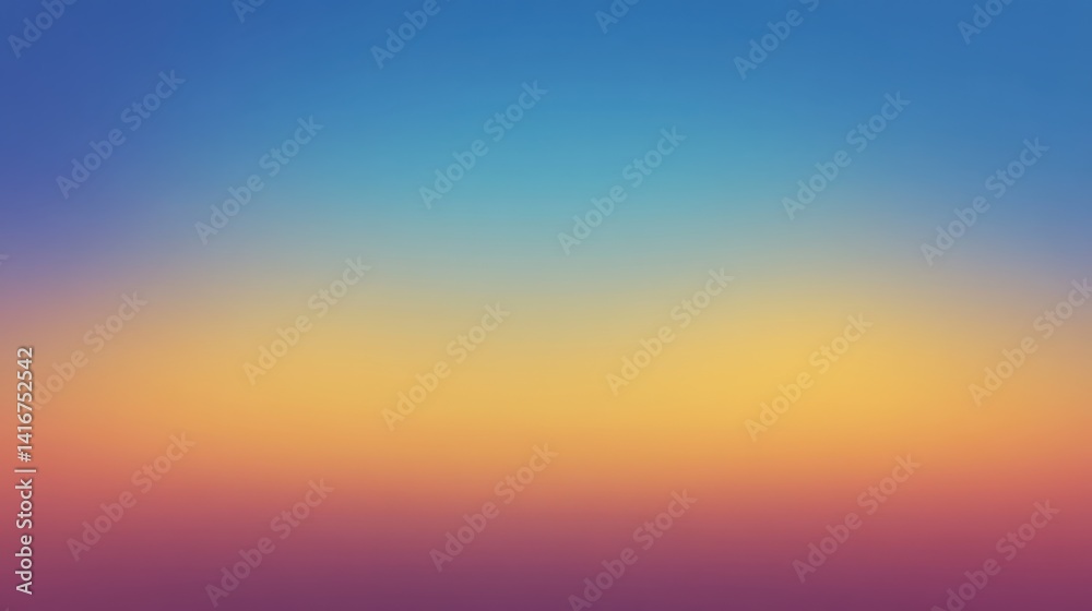Naklejka premium Colorful sunset sky with gradient hues of blue, orange, and purple creating a serene and calming background for nature and travel themes.