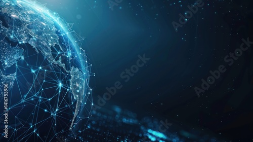 Connected world with futuristic digital network technology concept