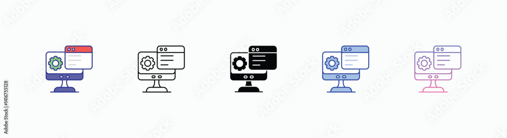Fototapeta premium Website Development icons set in different style vector stock 