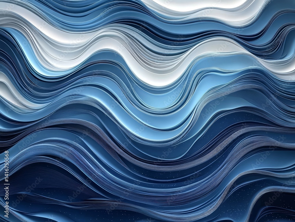 Abstract wavy patterns in shades of blue and white, evoking a sense of fluidity, motion, and the depths of the sea. A visually striking design for various creative projects.