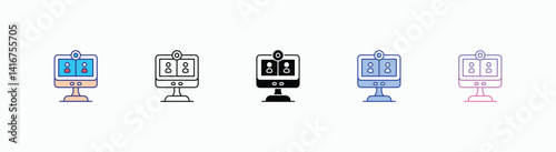 Video Conferencing icons set in different style vector stock 