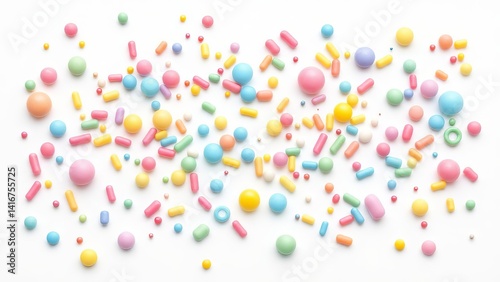 Top view of assorted pastel sugar decorations