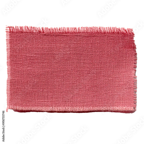 pink fabric Rectangle patch, isolated on white background.