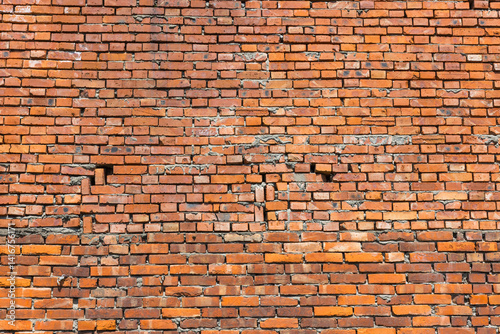 Obraz na płótnie Close up view of old red brick wall texture w salonie