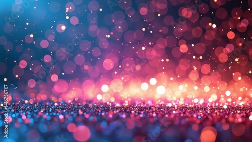 Abstract sparkling glitter with a vibrant blue and pink bokeh
