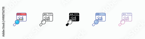 Web Traffic Analytics icons set in different style vector stock 