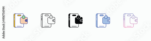 Digital Wallet icons set in different style vector stock 