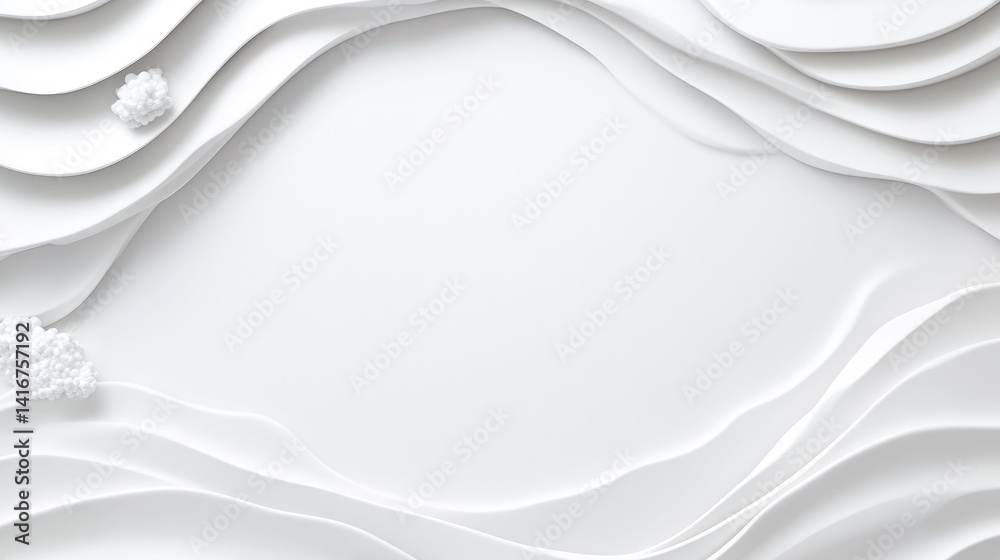 Obraz premium Abstract white textured background with layered curves and subtle 3D elements