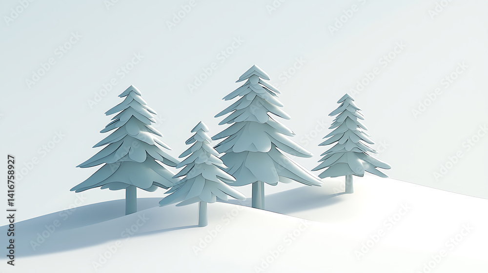 Obraz premium Winter Forest Landscapes with Snow and Bare Trees