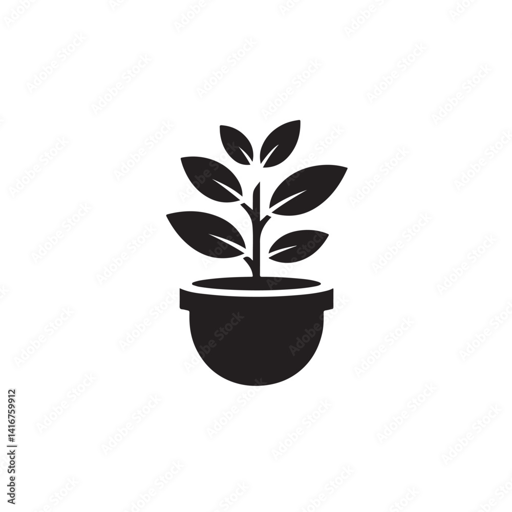 Plant in flower pot vector icon in White background Plant in flower pot vector icon in White background