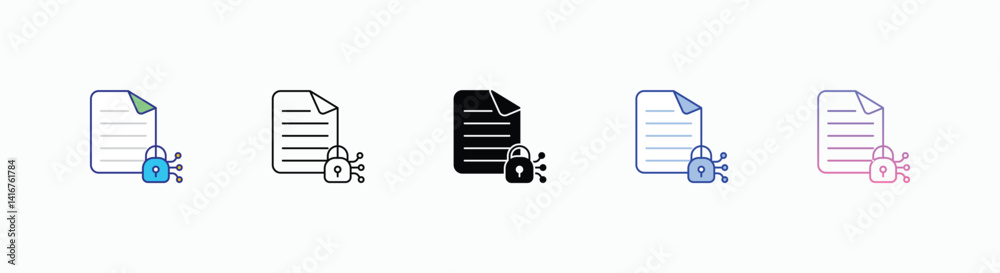 Data Encryption icons set in different style vector stock Data Encryption icons set in different style vector stock