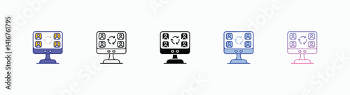 Online Collaboration icons set in different style vector stock 