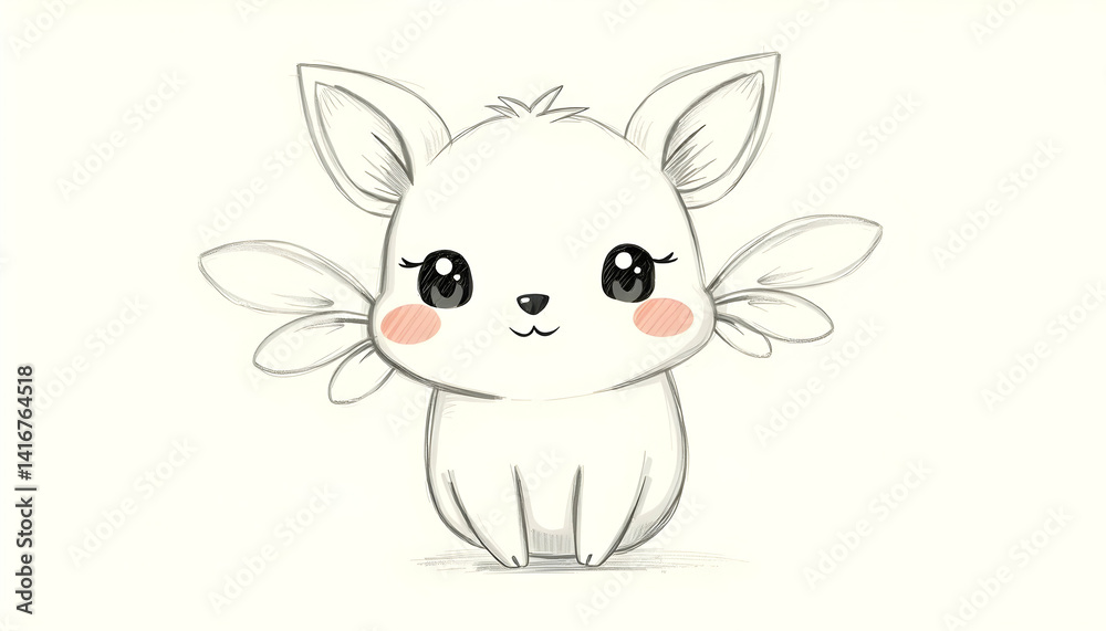 Obraz premium Cute and Adorable Cartoon Creature with Wings and Big Eyes