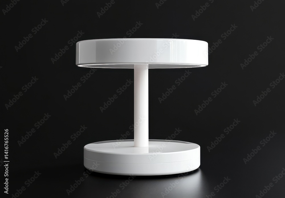 White Minimalist Circular Lamp on Dark Background