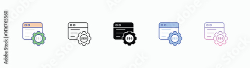 SEO icons set in different style vector stock 